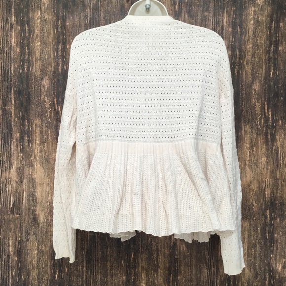 ANTHROPOLOGIE MOTH CARDIGAN CREAM POINTELLE PEPLUM - Picture 5 of 8